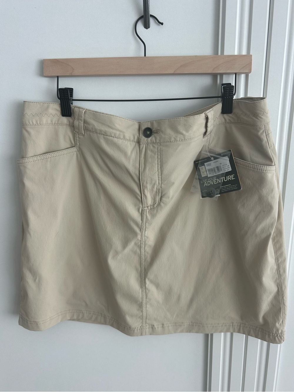 Eddie Bauer Skort Khaki Beige Size 14 Stretch Hiking Travel